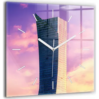 Hodiny Skleněné nástěnné hodiny Tiché ručičky Kuchyně Mrakodrap ve Varšavě