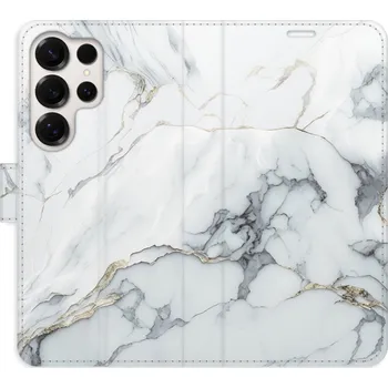 Pouzdro na mobilní telefon Flipové pouzdro iSaprio - SilverMarble 15 - Samsung Galaxy S25 Ultra