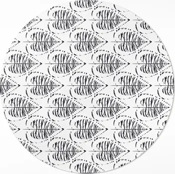 Koberec Kulatý Koberec do Interiéru, průměr 80 cm, Boho styl, vzor listů