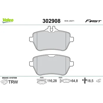 Brzdová destička Sada brzdových destiček, kotoučová brzda VALEO 302908