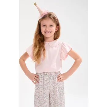 Dívčí tričko Sinsay - Tričko s krátkým rukávem - pastelová růžová - 143ED-03X - 143ED-03X-128