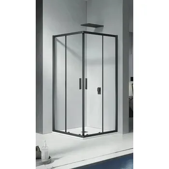 Čtvrtkruhový sprchový kout Hamar 80 x 80 cm barva rámu černá dekor skla čiré sklo