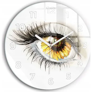Hodiny Skleněné nástěnné hodiny se stylovým potiskem Květ slunečnice v oku průměr 60 cm