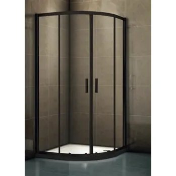 Čtvrtkruhový sprchový kout Hamar 90 x 90 cm barva rámu černá dekor skla čiré sklo