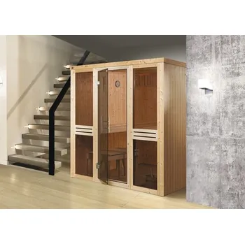 Sauna Finská sauna z masivního dřeva Weka Kaarina GT vel. 2 bez kamen a oken s celoskleněnými dveřmi v grafitové barvě