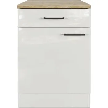 Kuchyňská skříňka Kuchyňská skříňka spodní s šuplíkem a dvířky Flex Well Lund 60 x 60 x 85 cm světle šedá lesk kouřově šedá matný