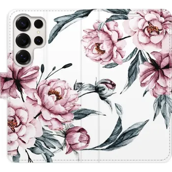 Pouzdro na mobilní telefon Flipové pouzdro iSaprio - Pink Flowers - Samsung Galaxy S25 Ultra