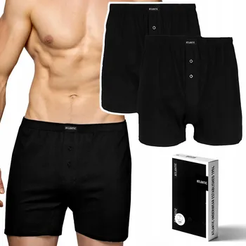 Boxerky 2x Pánské volné boxerky Atlantic 100% bavlna 003 černé *XL