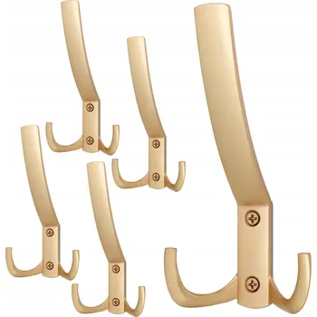 Věšák 5x HÁČEK NA OBLEČENÍ VĚŠÁK NA ZEĎ NÁBYTKOVÝ HÁČEK ZLATÝ MATNÝ