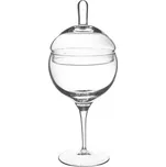 DÓZA SKLENĚNÁ NA NOŽCE VÝŠKA 27CM PRŮMĚR 13CM