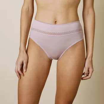 Kalhotky Blancheporte Sada 2 vysokých kalhotek Paia zn. Confidence Lingeriez mikrovlákna a vyšívaného tylu šedorůžová 46/48