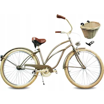 Jízdní kolo Dámské městské kolo 26" cruiser MOCCA RoyalBi zlaté, 3 rychlosti, s košíkem