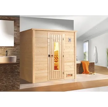 Sauna Bio sauna z masivního dřeva Weka Bergen vel.1 vč. 7,5 kW bio kamen a digitálního ovládání se dřevěnými dveřmi a tepelně izolačním sklem