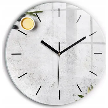 Hodiny Moderní skleněné nástěnné hodiny s potiskem Minimalistické olivy průměr 30 cm