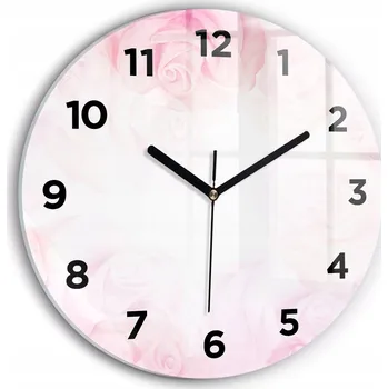 Hodiny Čtvercové Skleněné Nástěnné Hodiny do Kanceláře s Motivem Růže abstrakce průměr 30 cm
