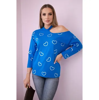 Dámská halenka Halenka s potiskem srdce fialovo-modrá Kesi světle modrá 3085425