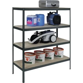 Dílenský regál Kovový regál Schulte R4049-04-17-PEFC 2000x2000x600 mm, 4 police, nosnost 800 kg, šedý