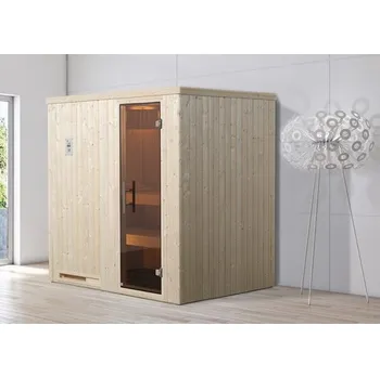 Sauna Finská sauna z masivního dřeva Weka Halmstad GT 1 vč. 7,5 kW kamen vč. digitální ovládání s celoskleněnými dvířky v grafitové barvě