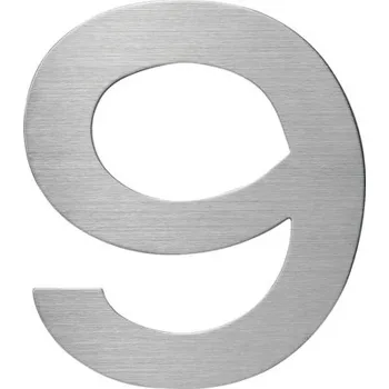 Domovní číslo Nerezové číslo RN.150L.9.N v plochém „2D“ provedení, nerez