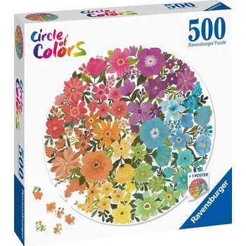 Puzzle ravensburger puzzle kruh barev – květiny 500 dílků