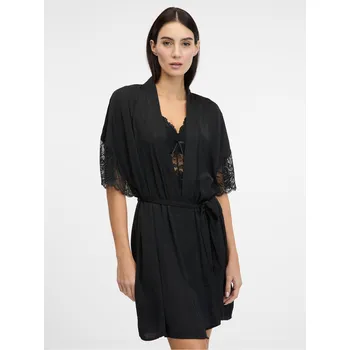 Dámský župan Černý dámský saténový župan ORSAY - Dámské Orsay černá 3086789