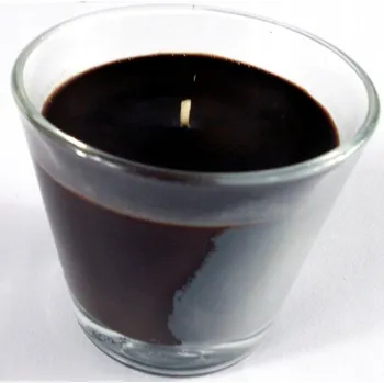 Svíčka Vonná svíčka v lucerně, hnědá, 9x8,5 cm, ve skle.
