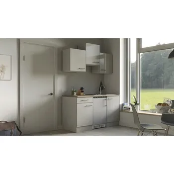 Kuchyňská linka Single kuchyň se spotřebiči Flex Well Lund 150 cm barva čela světle šedá lesk barva korpusu kouřově šedá matný