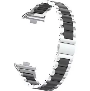Ostatní příslušenství k chytrým hodinkám eses Kovový řemínek pro Xiaomi Smart Band 8 - Stříbrno černý