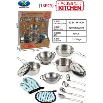 Dětská kuchyňka Dětská kovová kuchyňská sada 13 dílů s doplňky