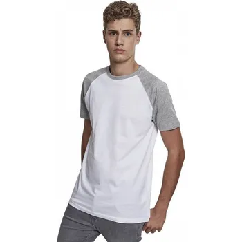 Pánské baseballové triko Urban Classics s krátkým kontrastním rukávem Barva: bílá - šedá, Velikost: 5XL