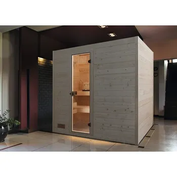 Finská sauna z masivního dřeva Weka Valida GT vel.4 vč. 9kW kamen a integrované ovládání s celoskleněnými dveřmi z čirého skla