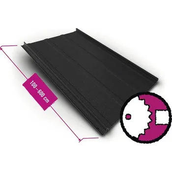 plechová krytina Plech se stojatou drážkou PRECIT Click Stripes BigStone černá RAL 9005 0,5 mm, šířka 55 cm, délka na přání 100-600 cm