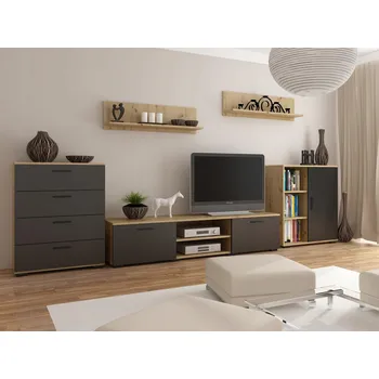 Obývací stěna Nábytek do obývacího pokoje Matkam, dub artisan/černá