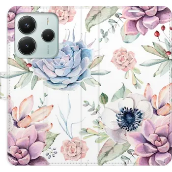 Pouzdro na mobilní telefon Flipové pouzdro iSaprio - Succulents Pattern - Xiaomi Redmi Note 14 5G