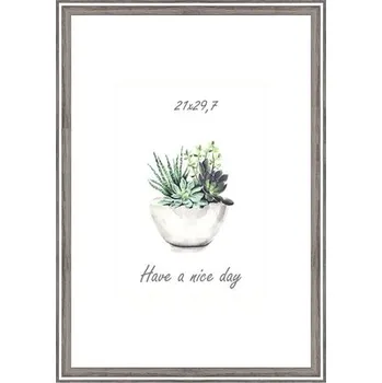 Rám na obraz Rámeček na fotku plastový tmavé dřevo s pruhem 21 x 29,7 cm