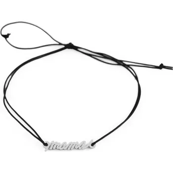 Náramek Náramek s přívěskem z nerez oceli máma - 4 černá mama