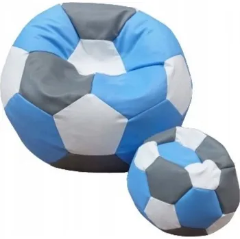 Sedací pytel TopKing Sedací vak míč XXXL 100 cm + podnožník XL 35 cm, modro/šedo/bílý