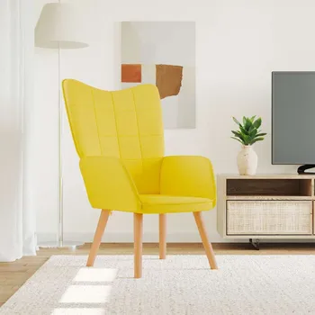 Křeslo vidaXL Marketos Relaxační křeslo hořčicově žluté textil