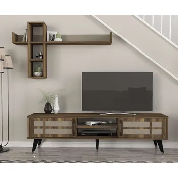 Obývací stěna OTAVIO luxusní obývací stěna, ořech/textile