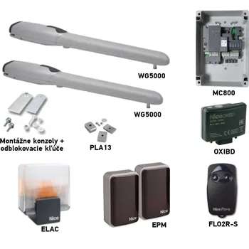 Pohon brány Sada pohonu NICE Wingo 5000 pro dvoukřídlou bránu - jedno křídlo 3,5 m/500 kg s příslušenstvím