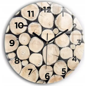 Hodiny Skleněné nástěnné hodiny Řezané pařezy stromů kulatý černé ručičky průměr 60 cm