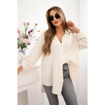 Dámská košile Bavlněná Mušelínová dámská košile 65622-3 béžová univerzální L/XL/XXL 100% bavlna PLUS SIZE (univerzální )