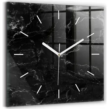 Hodiny Skleněné hodiny s motivem Tichý Klasický Nástěnné Černý mramor 30x30