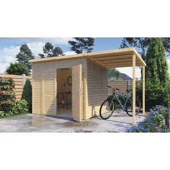 Zahradní domek Dřevěný zahradní domek Bertilo Timmo 4 Plus přírodní 386 x 181 cm
