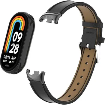 Ostatní příslušenství k chytrým hodinkám eses Kožený řemínek pro Xiaomi Smart Band 8, 9 a 10 - Černý