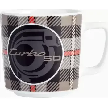 PORSCHE Collector's espresso cup no.8 50Y Turbo Limited Šálek na kávu 90ml s tartanovým vzorem (Šálek na espresso v exkluzivním designu 911 Turbo.)