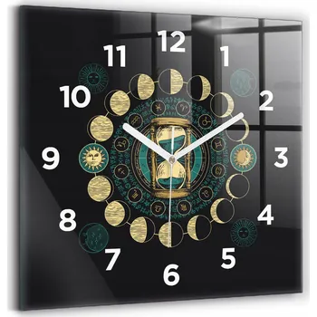 Hodiny Skleněné Hodiny s potiskem Moderní Nástěnné Hodiny Fáze měsíce 30x30