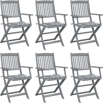 OMAXI Skládací zahradní židle s poduškami 6 ks masivní akáciové dřevo 296707