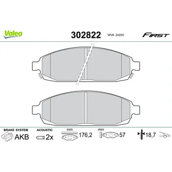 Brzdová destička Sada brzdových destiček, kotoučová brzda VALEO 302822