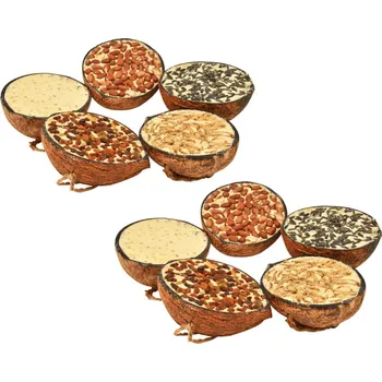 Krmítko pro ptáka vidaXL Kokosové půlky plněné krmivem pro ptáky 10 ks 290 g